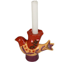 Candle Stick Bird Dolomite Multi 16x6x14cm red/purple