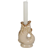 Candle Stick Fish Stoneware Ivory 10x7x15cm