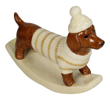 Ornament Rocking Dachshund Dolomite Brown 17x5.5x14cm
