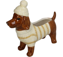 Planter Dachshund Dolomite Brown 19.5x7,2x17cm