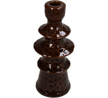 Candle Stick Stoneware Brown 8x8x19cm