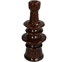 Candle Stick Stoneware Brown 9x9x22cm