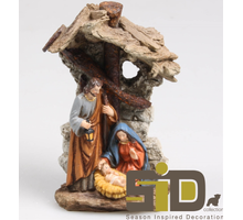 KERSTGROEP LANTAARN 9X7X15 CM POLYRESIN