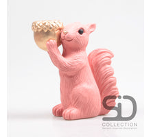 SQUIRREL WITH CANDLE HOLDER, CEMENT, 18x10.5x20.5 CM, OLD ROSE