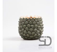 PINE CONE SHAPED CEMENT PLANT POT 16X16X14 CM OLIVE GREEN