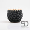 Flower pot, pine cone design, cement, 11.5x11.5x8.8 cm, black.