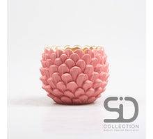 PINE CONE SHAPED CEMENT PLANT POT 14X14X11 CM, ANTIQUE PINK
