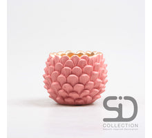Flower pot, pine cone, cement, 11.5x11.5x8.8 cm, old rose.