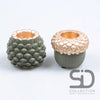 Candleholder, acorn, cement, 2 pieces, 9x9x7.5 cm, olive green.
