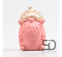 GNOME WITH ACORN CEMENT 9.5X9X14.3 CM OLD ROSE
