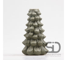 CANDLE HOLDER TREE CEMENT 11X11X19 OLIVE GREEN