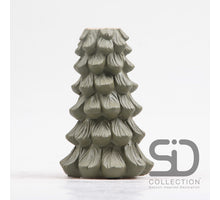 CANDLE HOLDER TREE CEMENT 10X10XX15 OLIVE GREEN