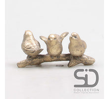 3 VOGELS OP TAK 13X7X6 CM GOUD POLYSTONE