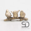 3 VOGELS OP TAK 13X7X6 CM GOUD POLYSTONE