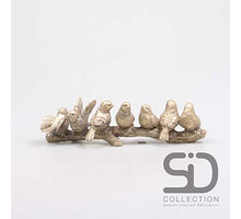 7 VOGELS OP TAK 27X8X7 CM GOUD POLYSTONE