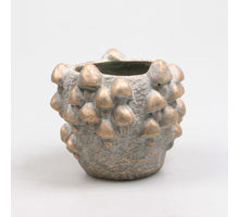 BLOEMPOT MET PADDENSTOELEN 15.5X15.5X14 CM 2 KLEUREN ASSORTIE METAL