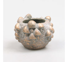 BLOEMPOT MET PADDENSTOELEN 11.5X11.5X9 CM 2 KLEUREN ASSORTIE METAL