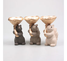 EEKHOORN MET PADDENSTOEL 14.5X12.5X23 CM 3 KLEUREN ASSORTIE PASTEL