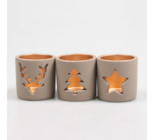 THEELICHTHOUDER 8.5X8.5X8.5 CM 3 ASSORTIE BRUIN