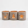 THEELICHTHOUDER 8.5X8.5X8.5 CM 3 ASSORTIE BRUIN