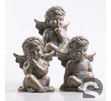 Engel 3 Assortie Cement Goud 13x11x17 cm