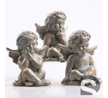Engel 3 Assortie Cement Goud 10x9x13 cm