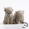 Hooglander Koe 2 assortie Cement Goud 8x7.5x11 cm