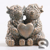 Hooglanders Koe m/Hart Cement Goud 15.5x10.5x15.5 cm