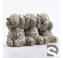 Hooglanders Koe m-Horen/Zien/Zwijgen Cement Goud 20x9x11 cm