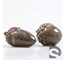Dennenappel 2 assortie aardewerk Donkergroen 13.5x7x6.5 cm