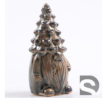 Kabouter m/Dennenappel Muts M aardewerk Donkergroen 10x9x20
