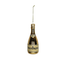 Ornament Champagne Bottle Glass Gold 15cm