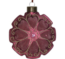 Ornament Disk Flower Velvet Mauve 10cm