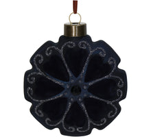 Ornament Disk Flower Velvet Black 10cm