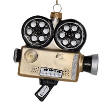 Ornament Film Camera Glass Gold 10.6cm