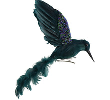 Ornament Vogel Feder Grün 17cm