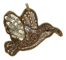 Ornament Bird Beads Gold 8.5cm