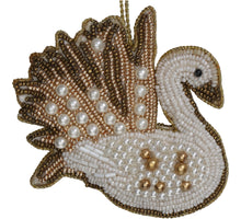 Ornament Swan Beads White 10cm