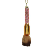 Ornament Powder Brush Leopard Glass Pink 14.6cm