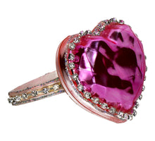 Ornament Ring Heart Glass Pink 10.2cm