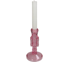 Candle Stick Nutcracker Glass Pink 8.5x8.5x16cm