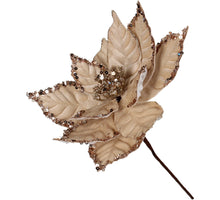 Artificial Flower Poinsettia Velvet Champagne 28cm