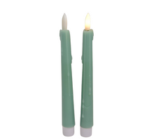 LED dinerkaars druip 20cm jadegroen set/2 (excl. 1xAAA)