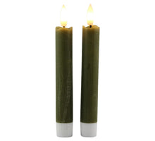 LED dinerkaars 15cm rustiek olijfgroen set/2 met timer (excl. 1xAAA)