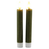 LED dinerkaars 15cm rustiek olijfgroen set/2 met timer (excl. 1xAAA)