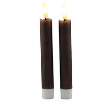 LED dinerkaars 15cm rustiek taupe set/2 met timer (excl. 1xAAA)