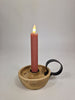 LED dinner candle 15cm rustic old pink set of 2 with timer (excl. 1xAAA)