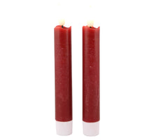 LED dinerkaars 15cm rustiek rood set/2 met timer (excl. 1xAAA)