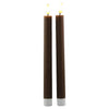 LED dinner candle 25.5cm brown set of 2 with timer (excl. 2xAAA batteries)