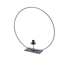 Metal ring on base 30cm black + candle holder
